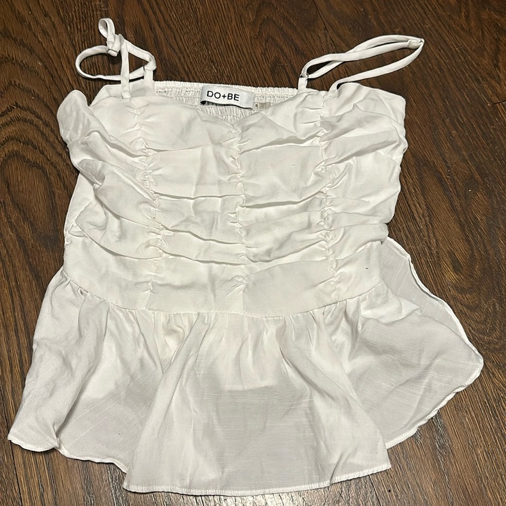 White DO+BE Going Out Ruffled Top